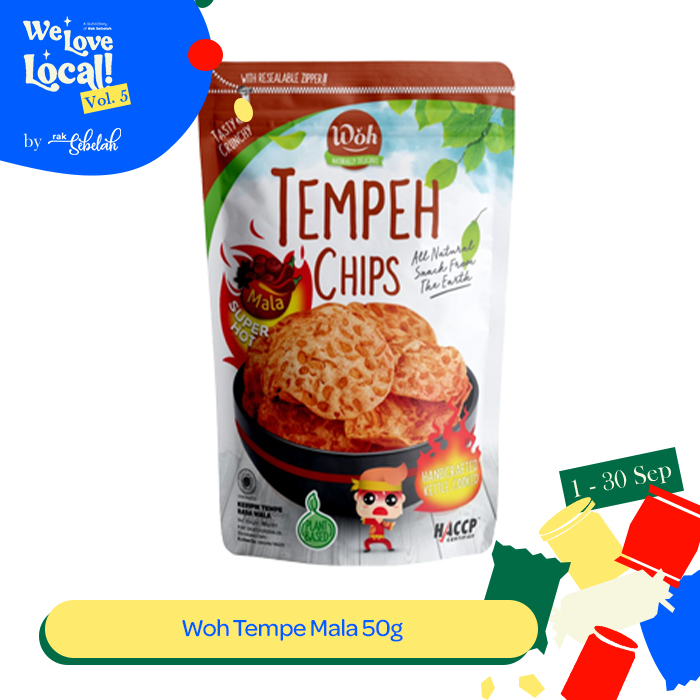 

Woh Tempeh Chips Spicy Mala 50gr - Keripik Tempe Pedas | Gluten Free | Rak Sebelah