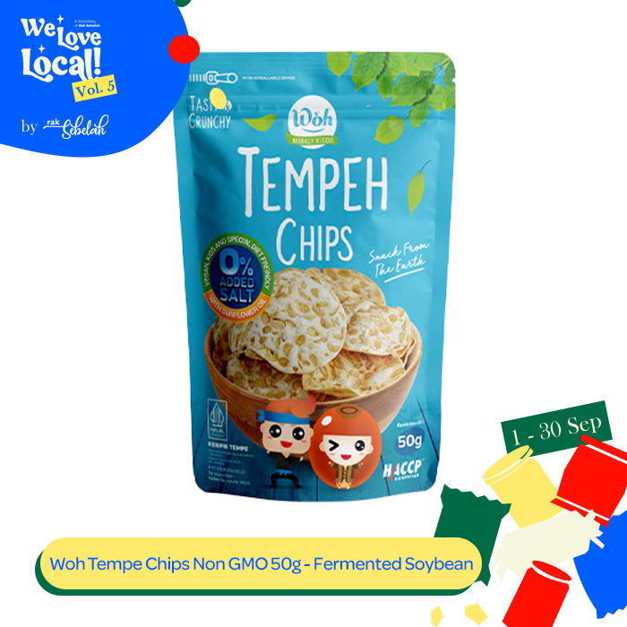 

Woh Tempeh Chips Healthy Unsalted 50gr - Keripik Tempe Sehat Non GMO | Tanpa Garam | Diet Friendly | Rak Sebelah