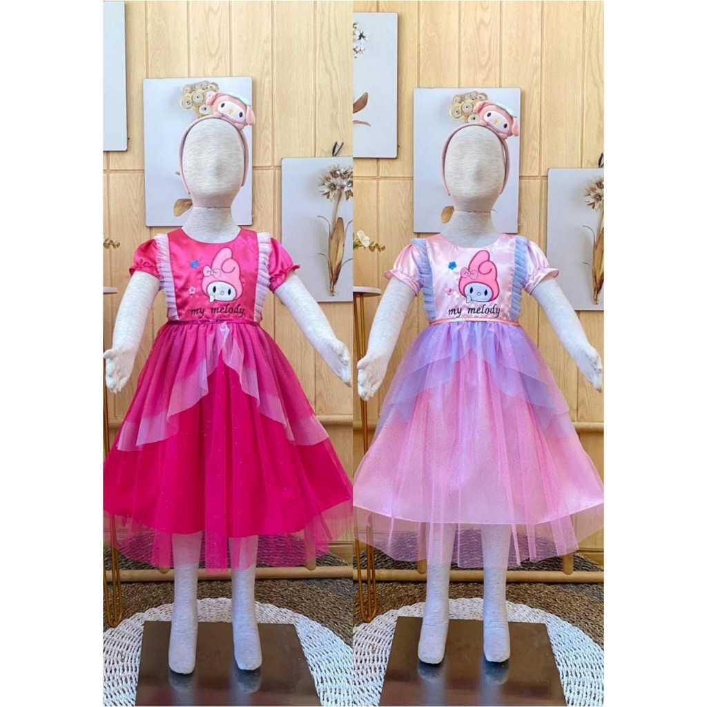DRESS PESTA CINNAMOROLL ANAK PEREMPUAN USIA 3 - 8 TAHUN / GAUN ACARA ULTAH KARAKTER MELODY KUROMI VI