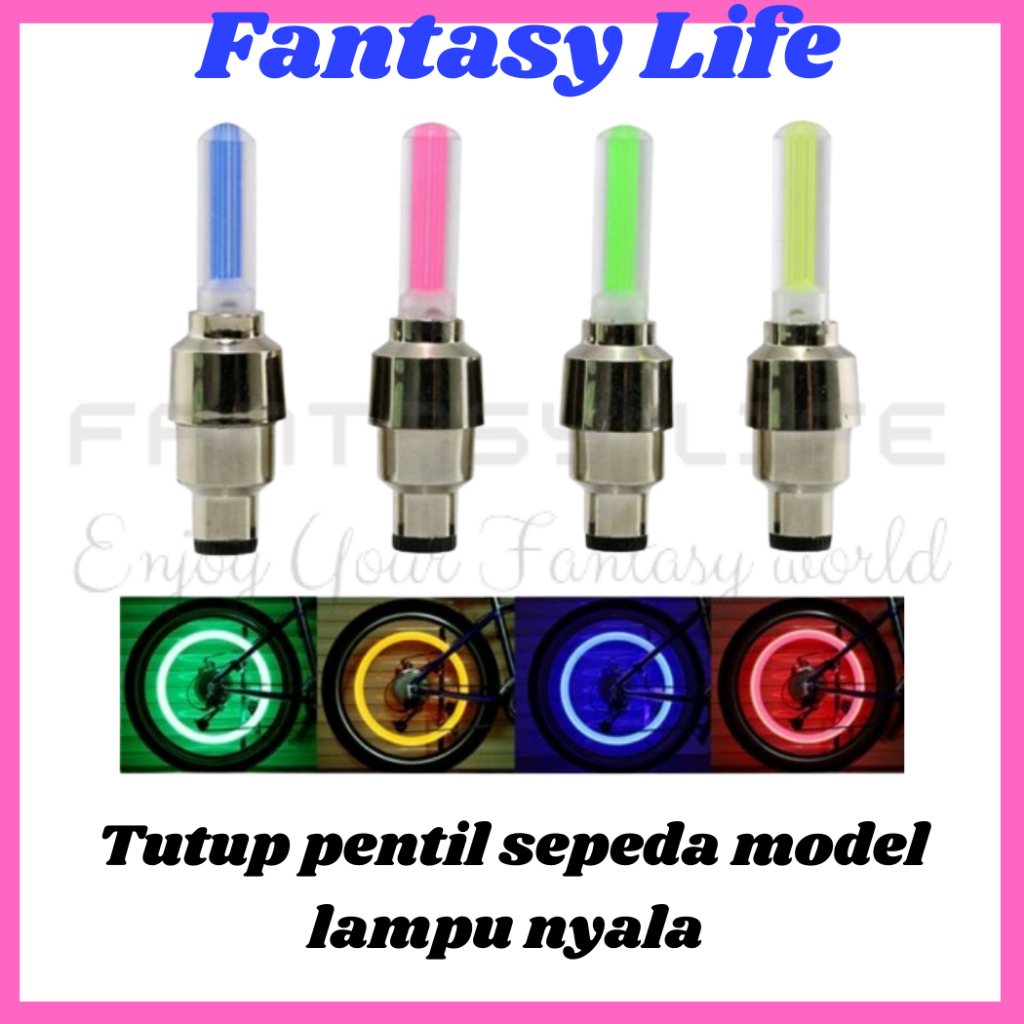 Fantasy Tutup Pentil Nyala LED Lampu Roda Ban Motor Mobil Sepeda Variasi SEPASANG