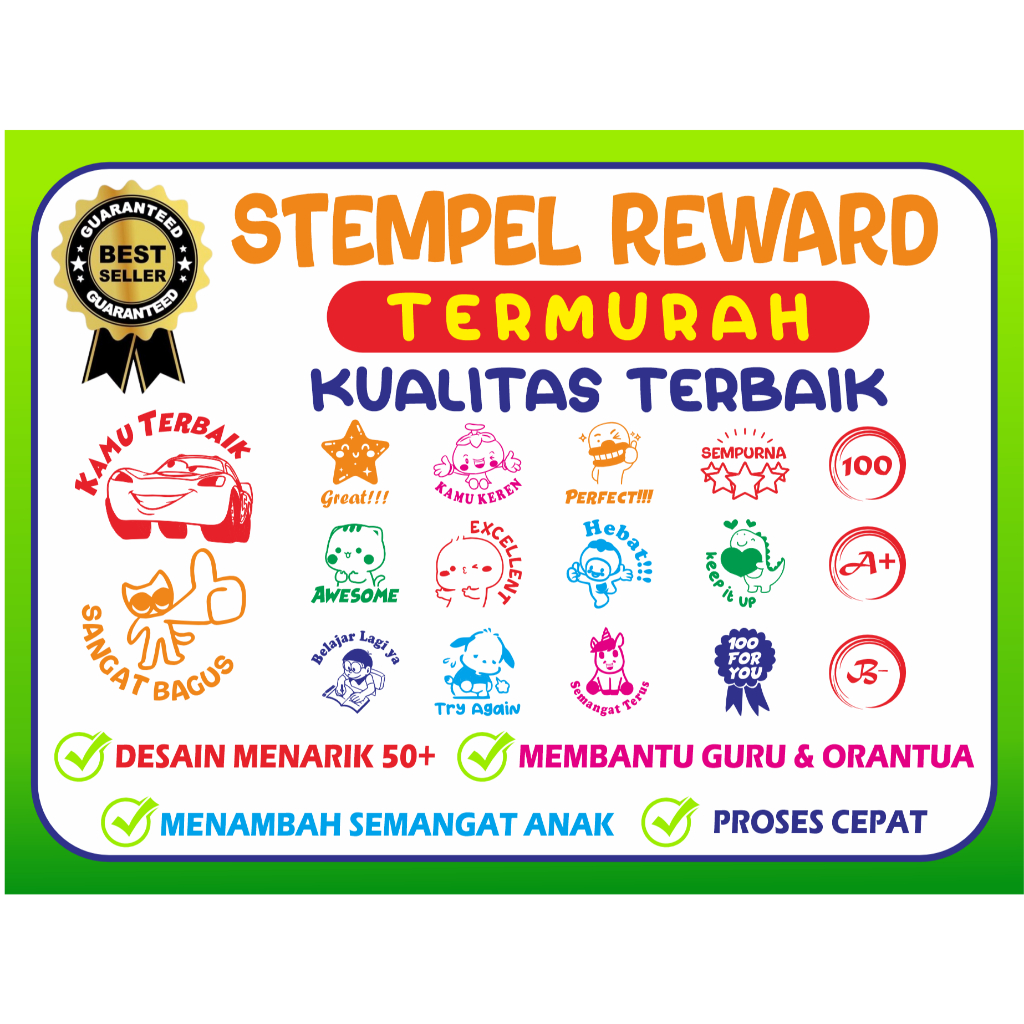 

RK Stempel Reward Anak Lucu & Nilai Guru - Siap Pakai Stempel Motivasi