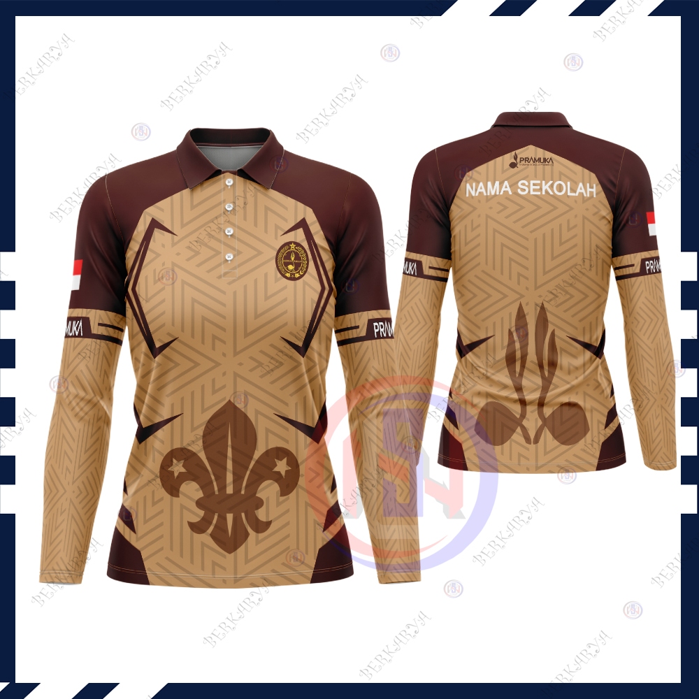 Baju Pramuka | Kaos Baju Jersey Pramuka Pembina Fullprint | Kaos Polo Wanita Baju Guru Pramuka