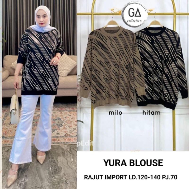 ATASAN BLOUSE RAJUT JUMBO/YURA/BLOUSE WANITA RAJUT IMPORT JUMBO LD 140 CM FIT XXXL