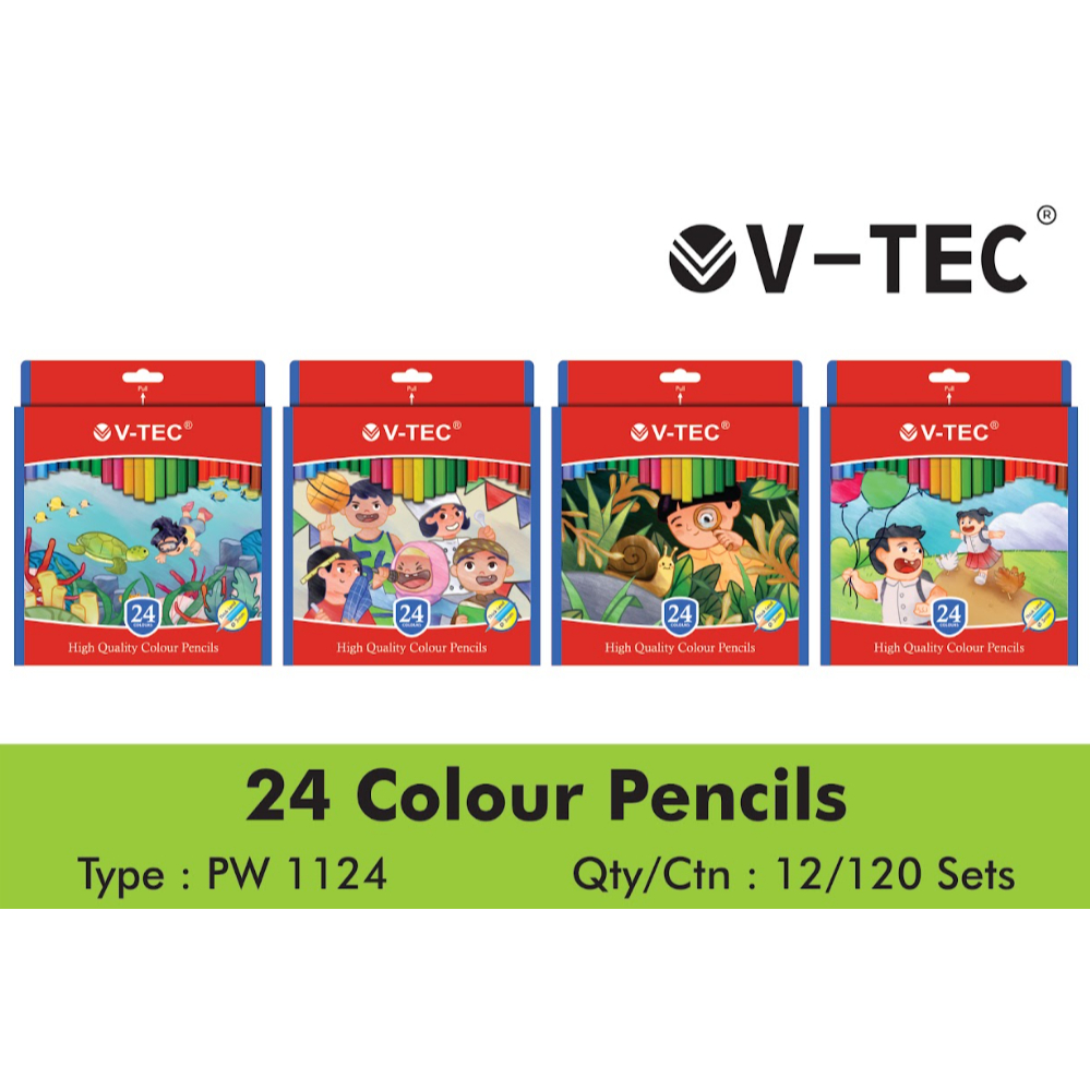 

PENSIL WARNA SET ISI 24 V-TEC COLOUR PENCIL PW 1124 24 COLOR MEWARNAI