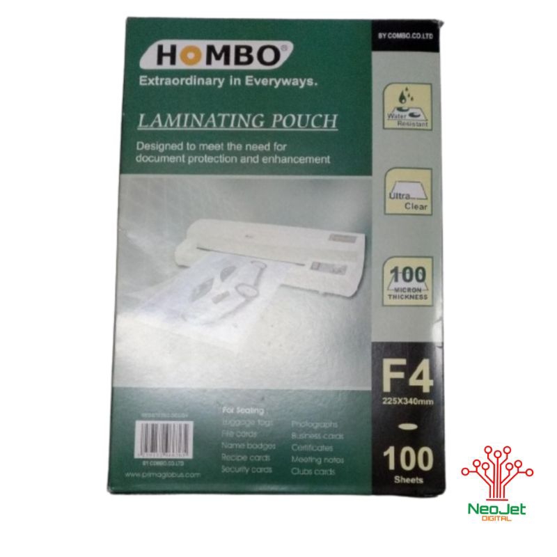 

Plastik Laminasi Panas Hombo Pouch Kantong Laminating Dokumen A4 F4 A3