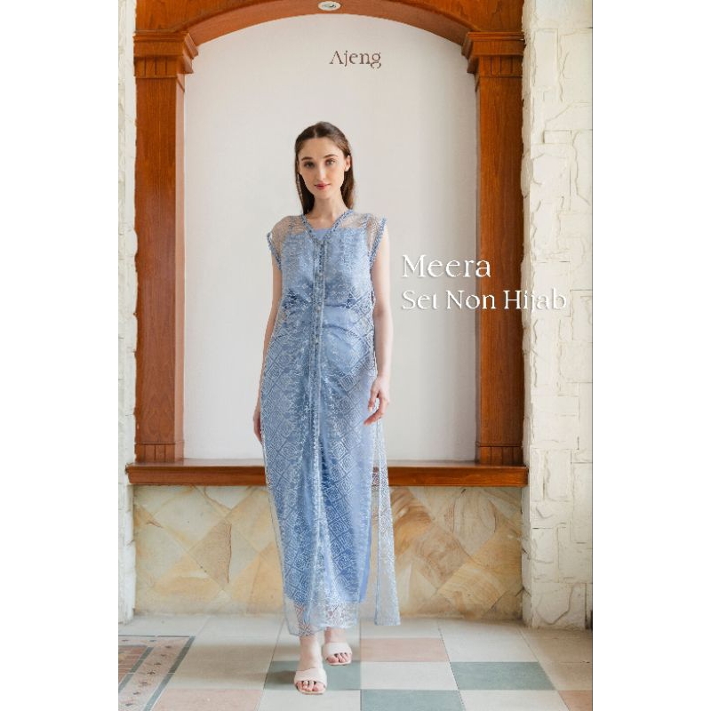 MEERA SET DRESS | Blue Outer Tulle Brukat Kondangan Party | By Ajeng.wear