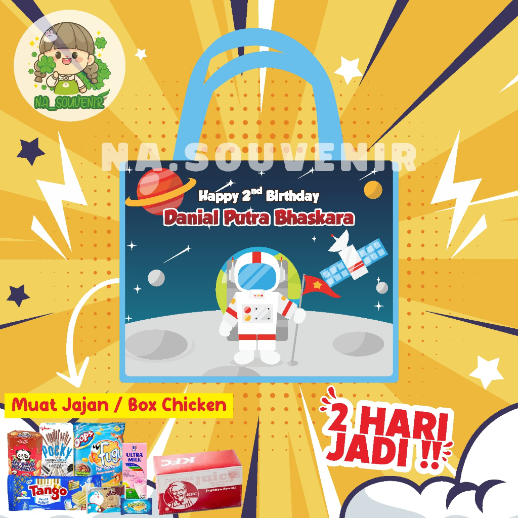

Tas Ultah Terlaris/Goodie bag ultah/Tas ulang tahun/Tas Ultah tema astronot