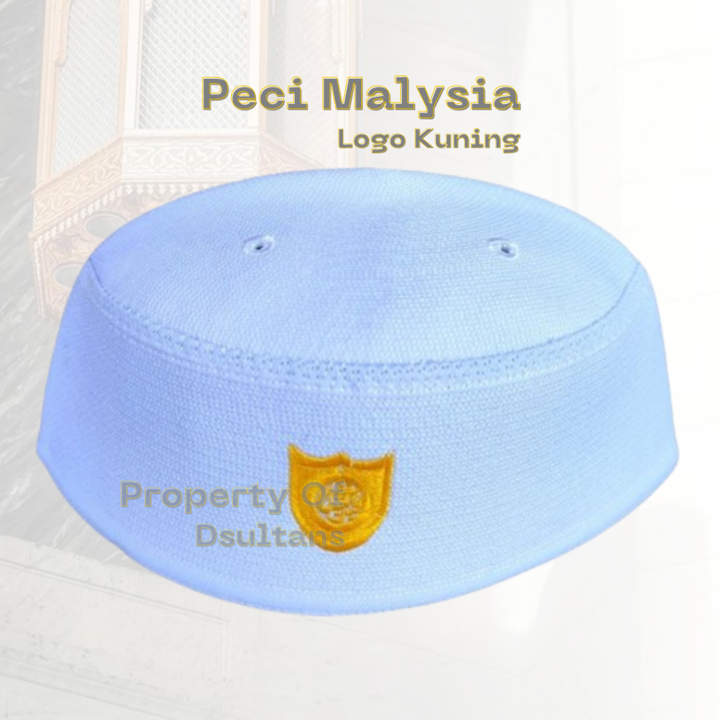Peci malaysia Putih premium logo kuning kopyah bahan tebal berkualitas tinggi 7 cm
