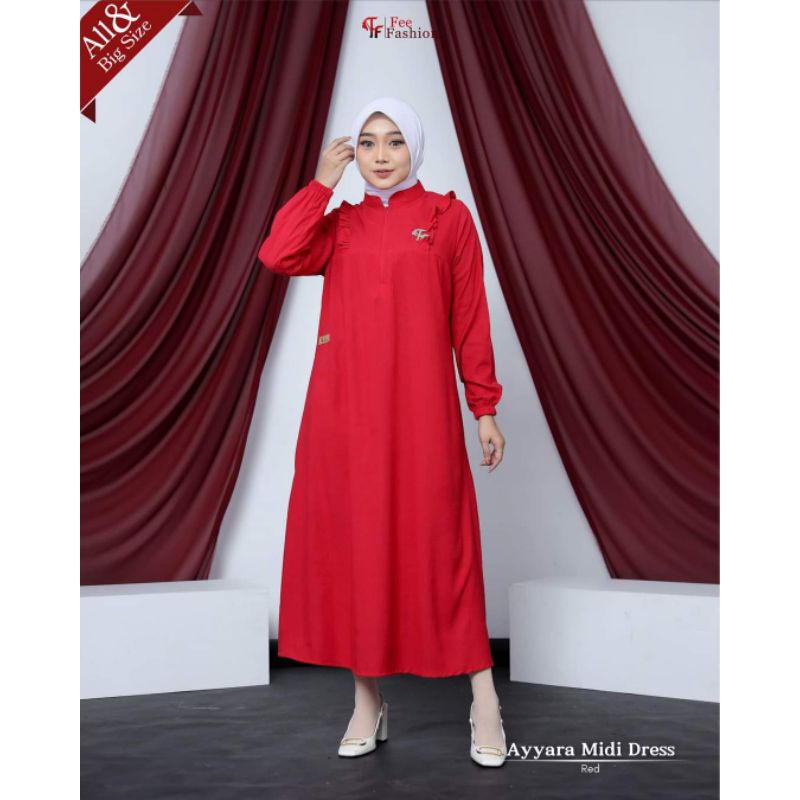 Ayyara midi dress red