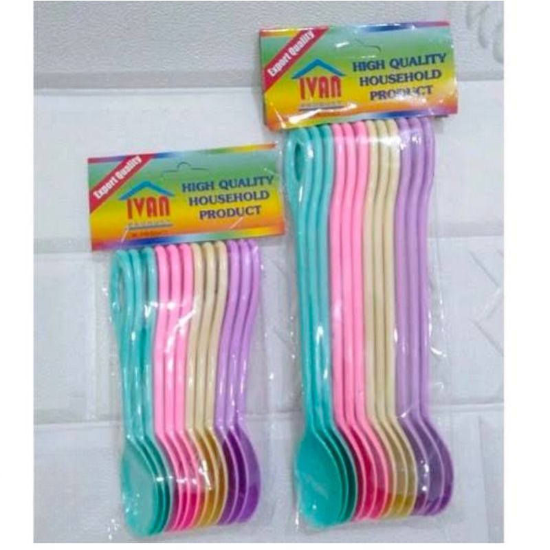 sendok plastik panjang 1 lusin/ sendok teh/ sendok es/ sendok ivan
