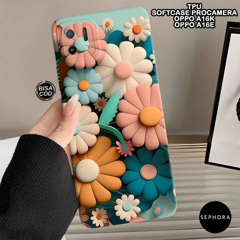 Case OPPO A16K / A16e Terbaru - Fashion Case Bunga - Softcase OPPO A16K / A16e - Case Pro Camera - C