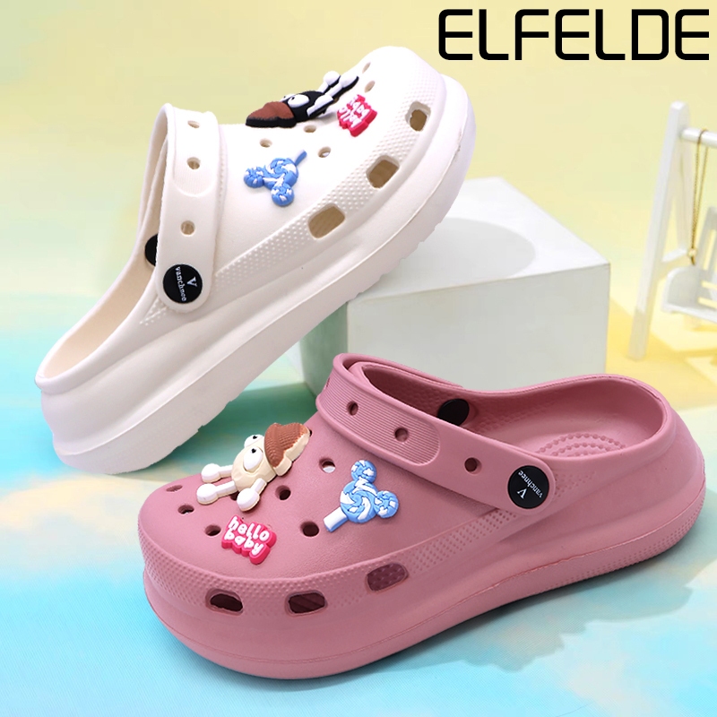 ELFELDE Sandal Baim Wanita Tinggi Sandal Wanita Kekinian Sandal Jelly Baim Sepatu Sandal Fuji Wanita