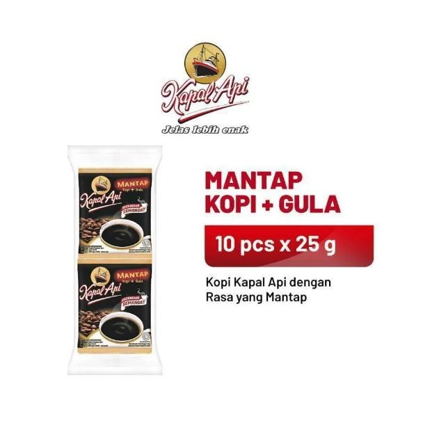 

KAPAL API Mantap 25gr per renteng. isi 10sachet. Stok ready