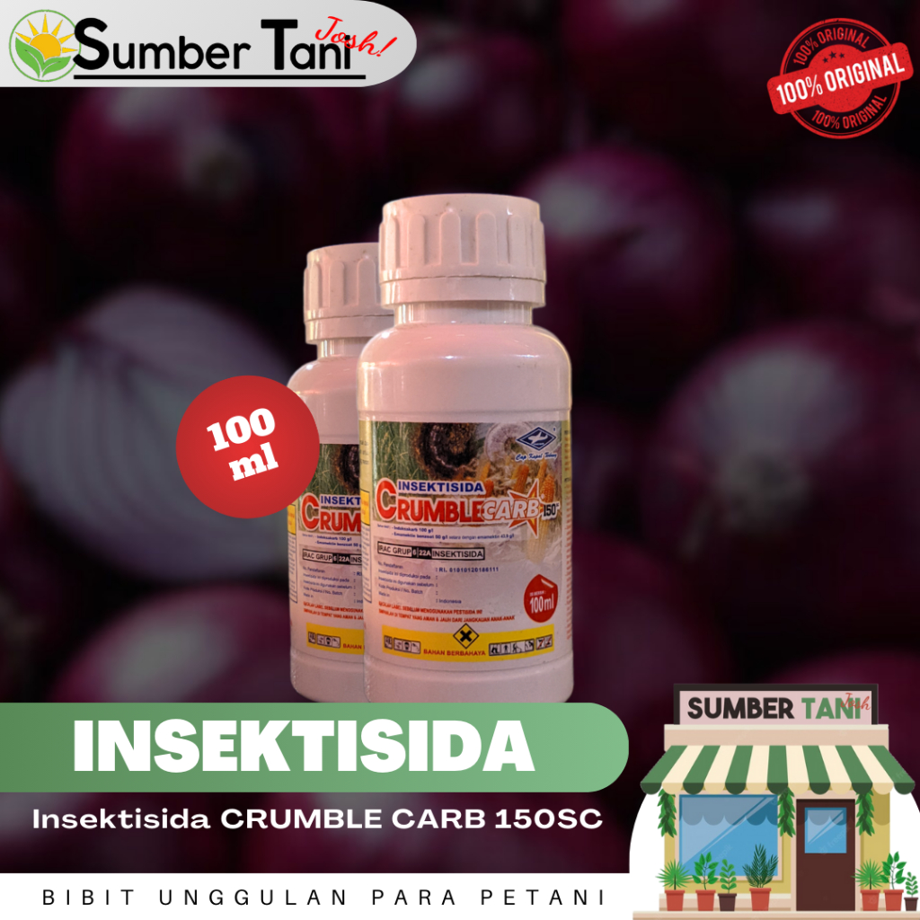 Insektisida Crumble Carb 150SC Kemasan 100ml Obat pembasmi Ulat Bawang Merah Cap Kapal Terbang