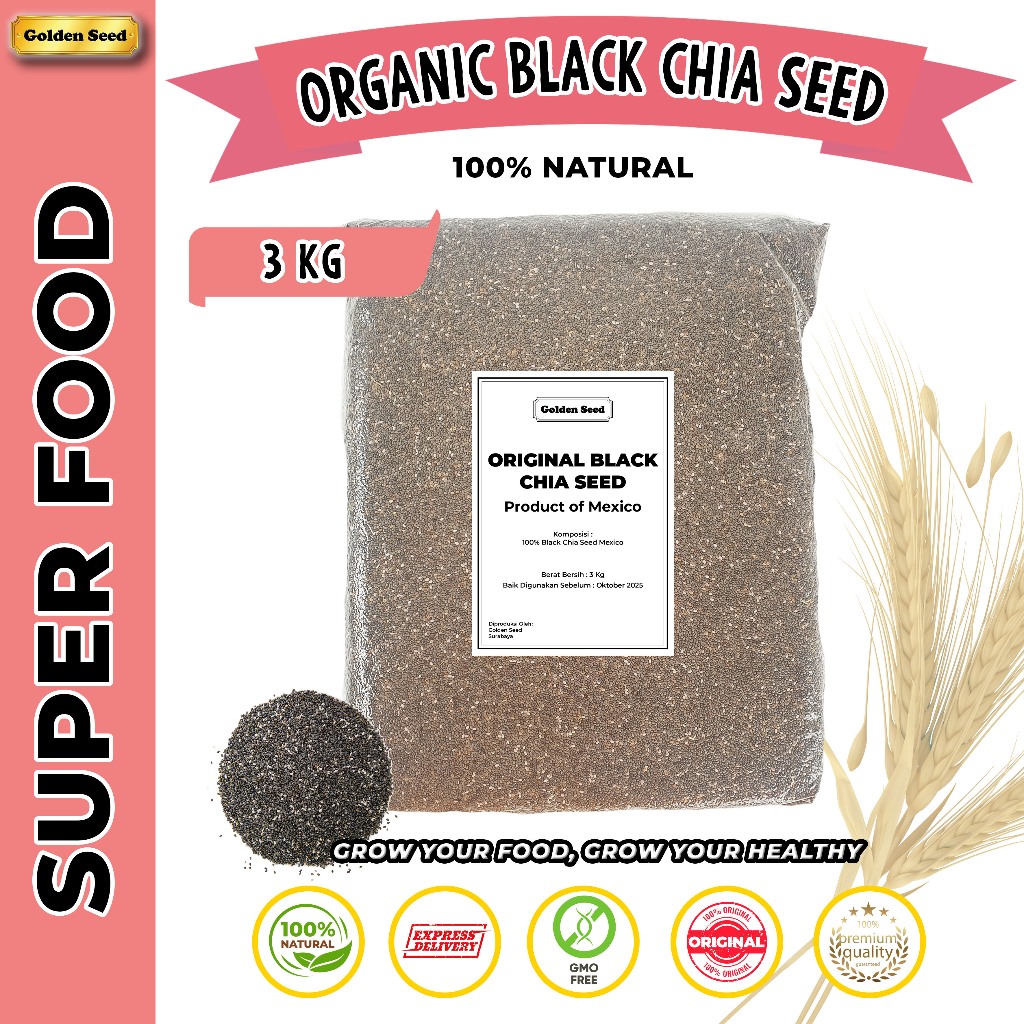 

BLACK CHIA SEED 3 KG MEXICO ORGANIC PREMIUM QUALITY - CHIASEEDS CHIA SEEDS 3000 GRAM