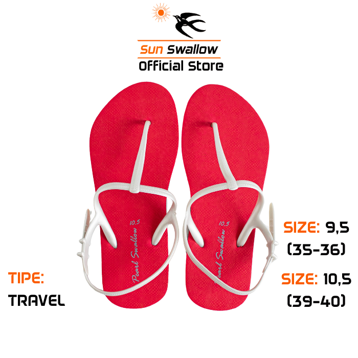 Sun Swallow Pearl Sandal Jepit Karet Wanita Sendal Travel Ladies Warna Merah