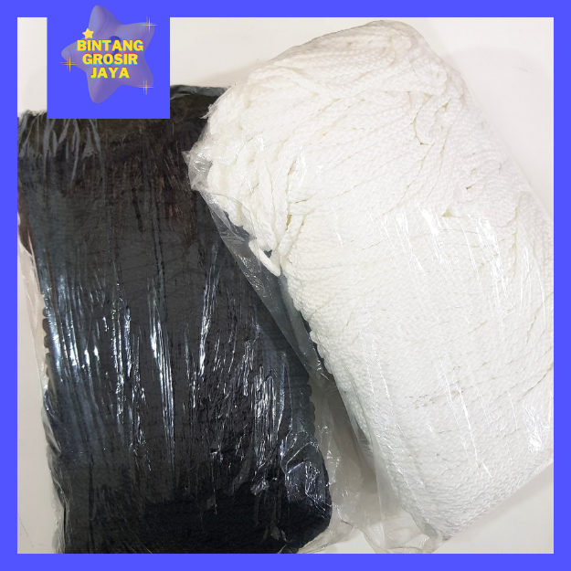 [1kg] Tali Kur Kiloan 4mm Hitam Putih - Rope Cord Tali Kur Polyester - Tali Kepang Tali Kur Isi 1kg