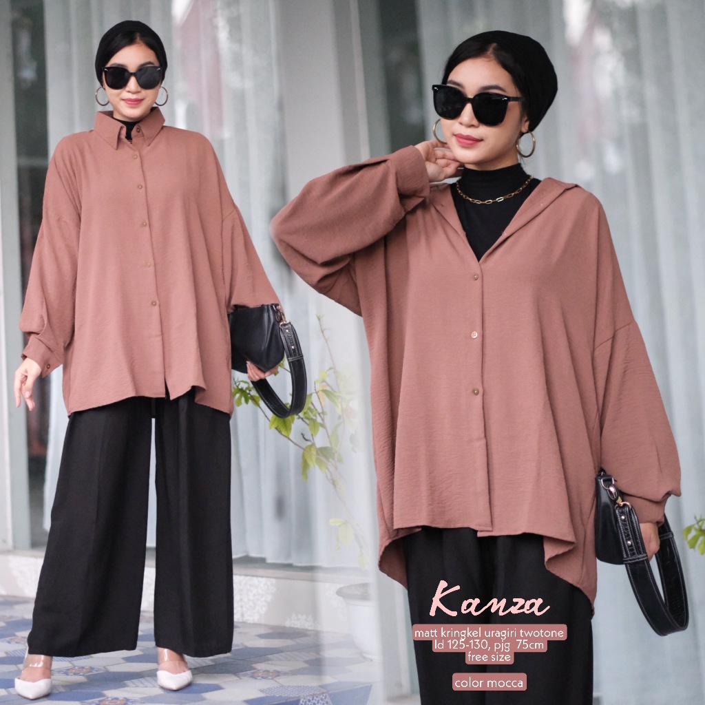 Kanza Blouse Lengan Balon | Blouse Kringkel Import