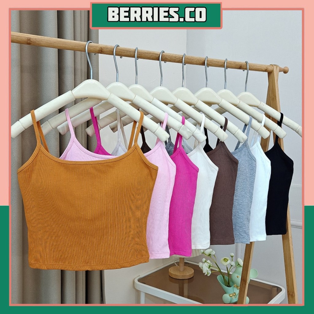 BRI*BR1753 Baju Atasan Wanita TanktopTali Singlet Fashion Motif Polos Tanpa Kawat Sexy Wanita
