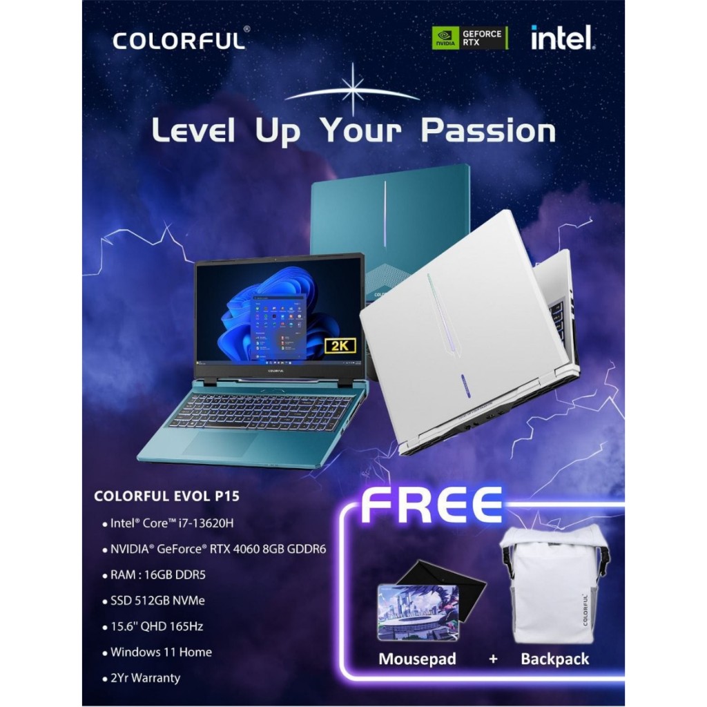 LAPTOP COLORFUL EVOL P15 23-HJ76B-B