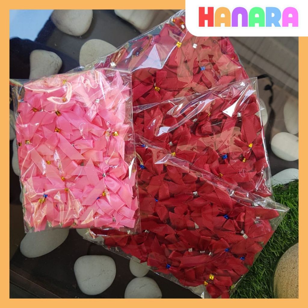 

(100pcs) Pita Sovernir Tempel Pita Souvenir Siap Pakai Pita Satin HANARA