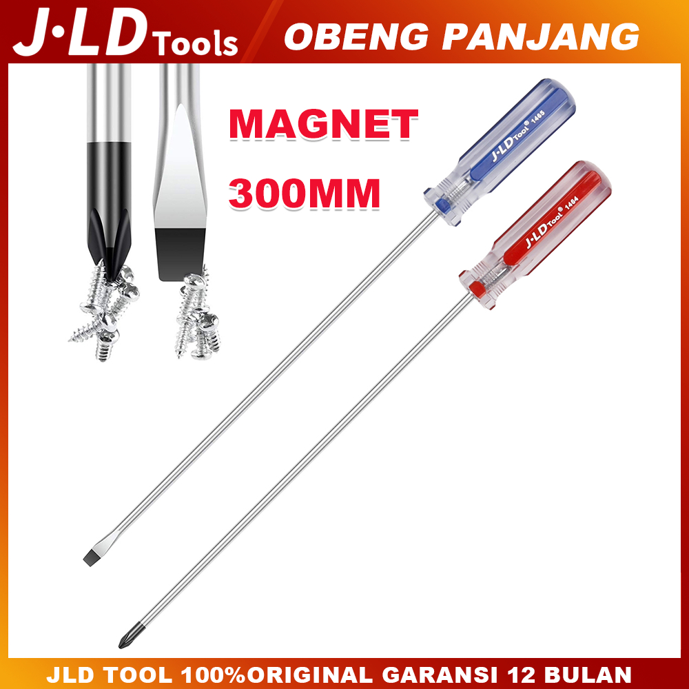 JLD 6x300mm Obeng panjang magnet Obeng S2 Plus Minus Obeng magnet kuat CR-V