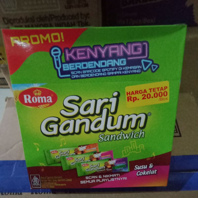 

ROMA SARI GANDUM biskuit Sandwich coklat 1box isi 12