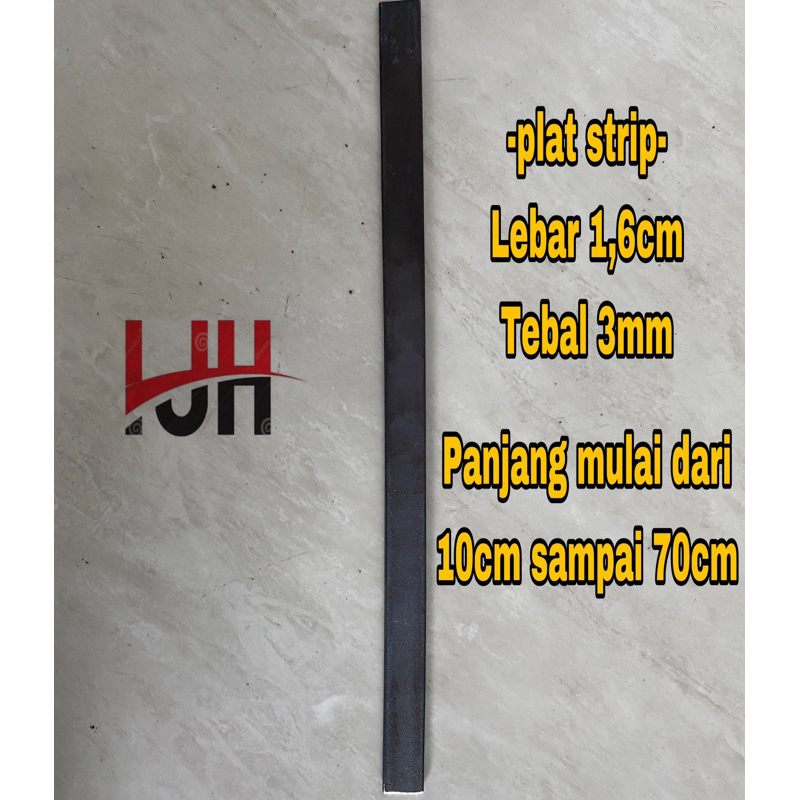 Besi plat strip , Lebar 1,5 cm , tebal 3mm , ukuran panjang mulai dari 10 cm sampai 200cm.