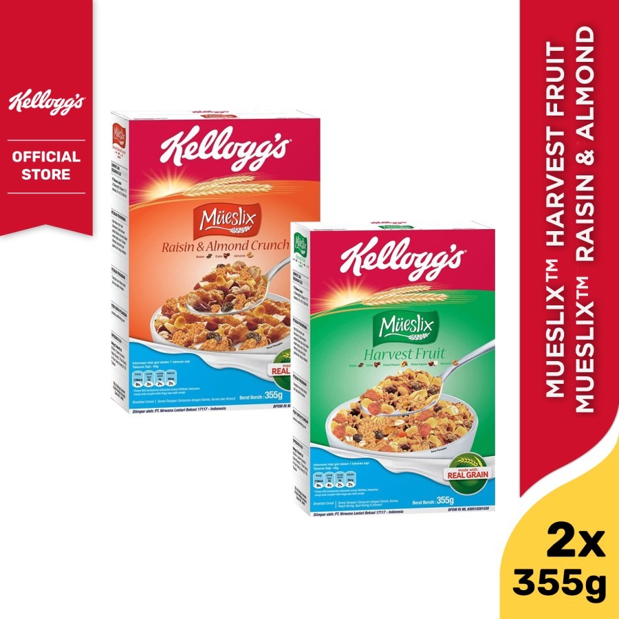 

[BUNDLE 2pcs] Mueslix Harvest Fruit Sereal 355g + Raisin & Almond 355g