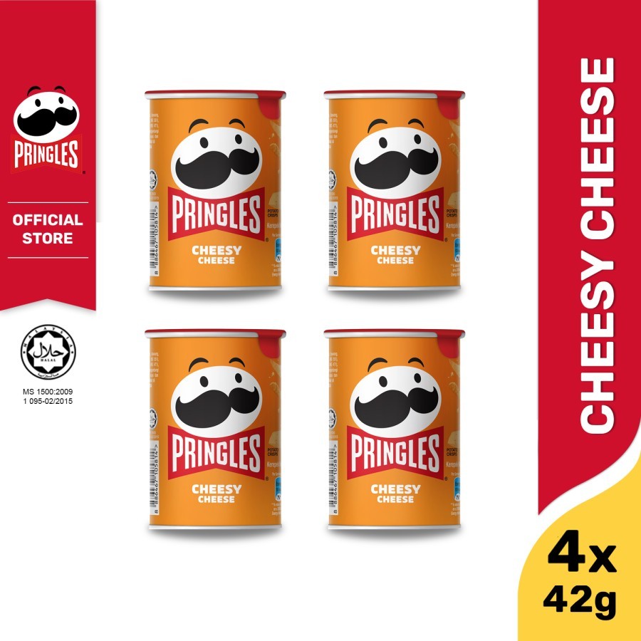 

[BUNDLE 4pcs] Pringles Snack Keripik Kentang Cheesy Cheese 4x42g