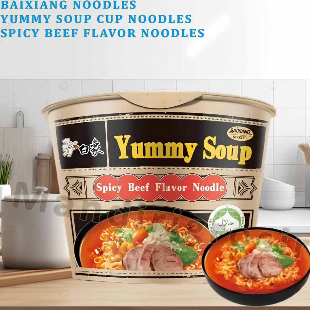

Yummy Sup Spicy Beef Flavor Noodles * Baixiang * Mie Instan Kuah Rasa Beef * 102gr