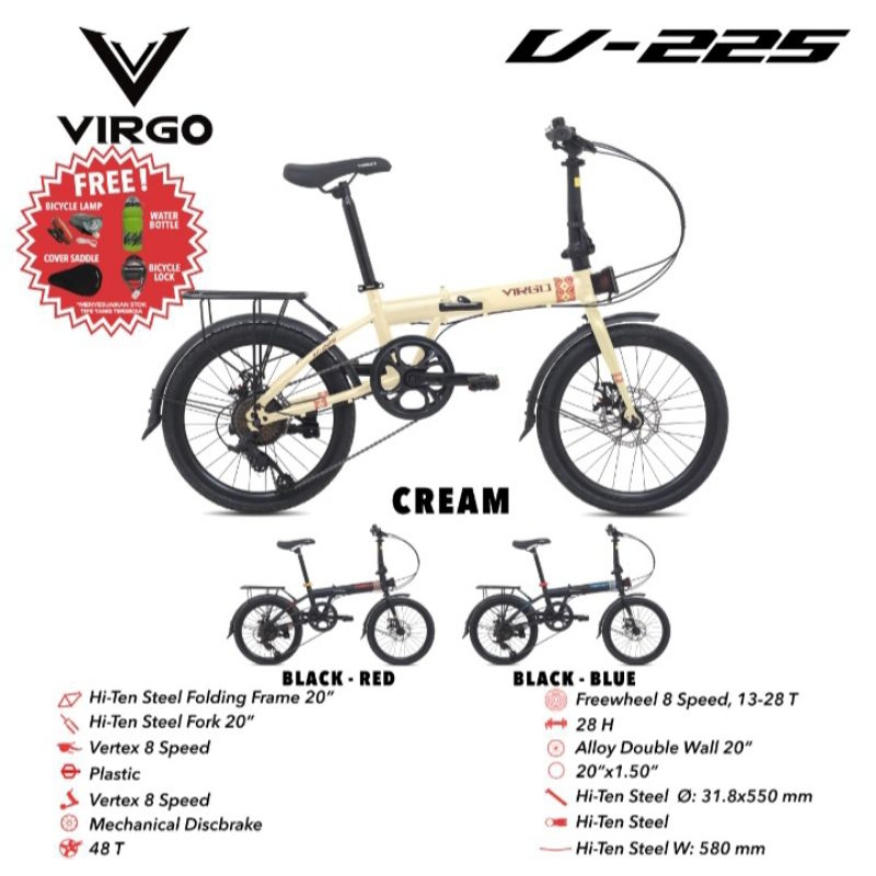 SEPEDA LIPAT 20 VIRGO V 225 MURAH CAKRAM TERLARIS SURABAYA