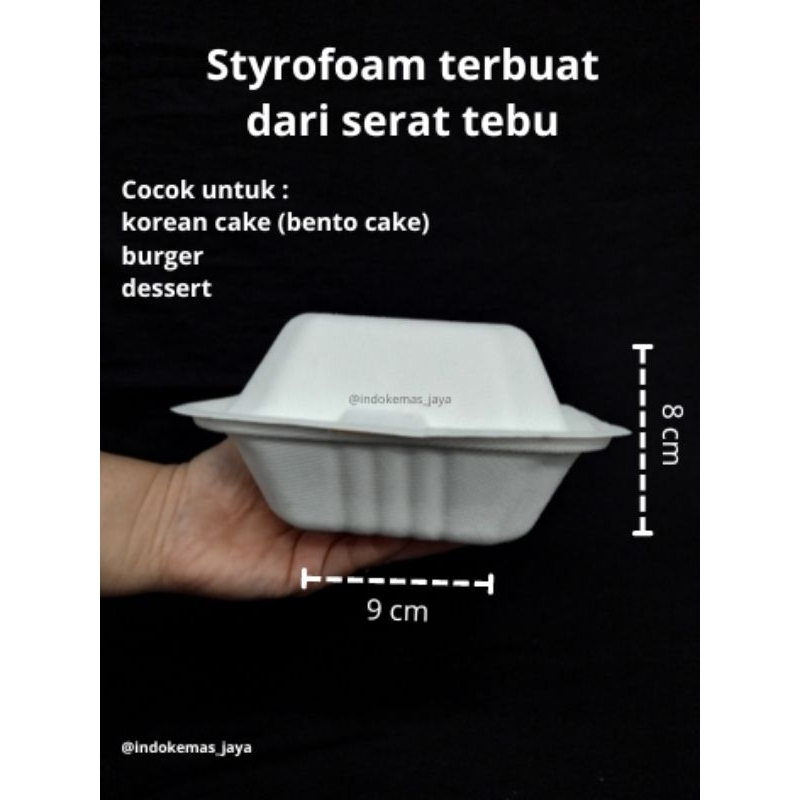 [10 pcs] Box Burger Bagasse/ Bagasse Warna Putih/ Cake Box/ Kotak Kue Burger Roti/ Korean Cake Box/ 