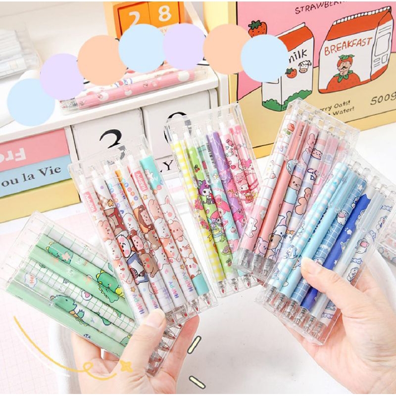 

6pcs Pulpen Gel Karakter Kartun Menggemaskan Pulpen Sekolah Perlengkapan Anak Sekolah