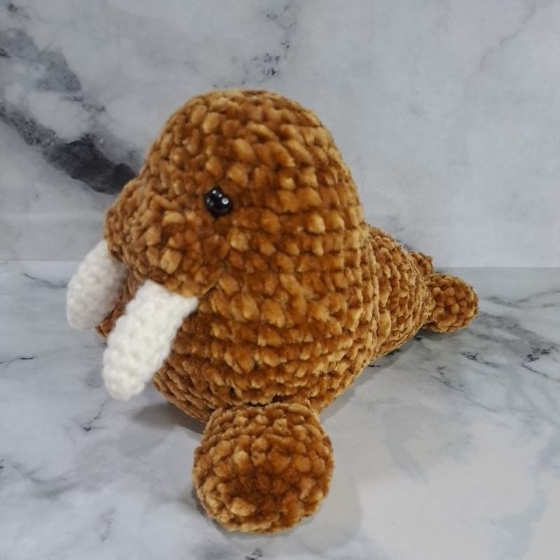 crochet amigurumi walrus, boneka rajut walrus