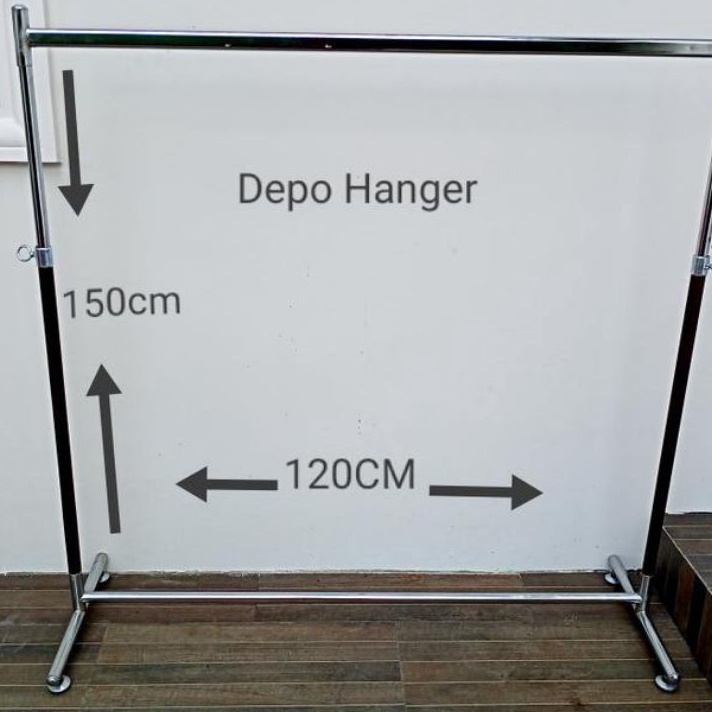 HJ6 GANTUNGAN BAJU GAWANG KOTAK BAHAN BESI CROME JEMURAN BAJU