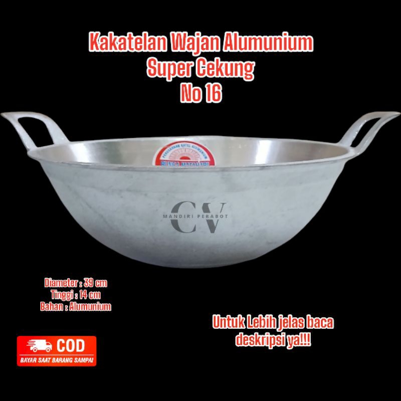 Wajan Kuali Cekung No 16 katel alumunium tebal muat banyak