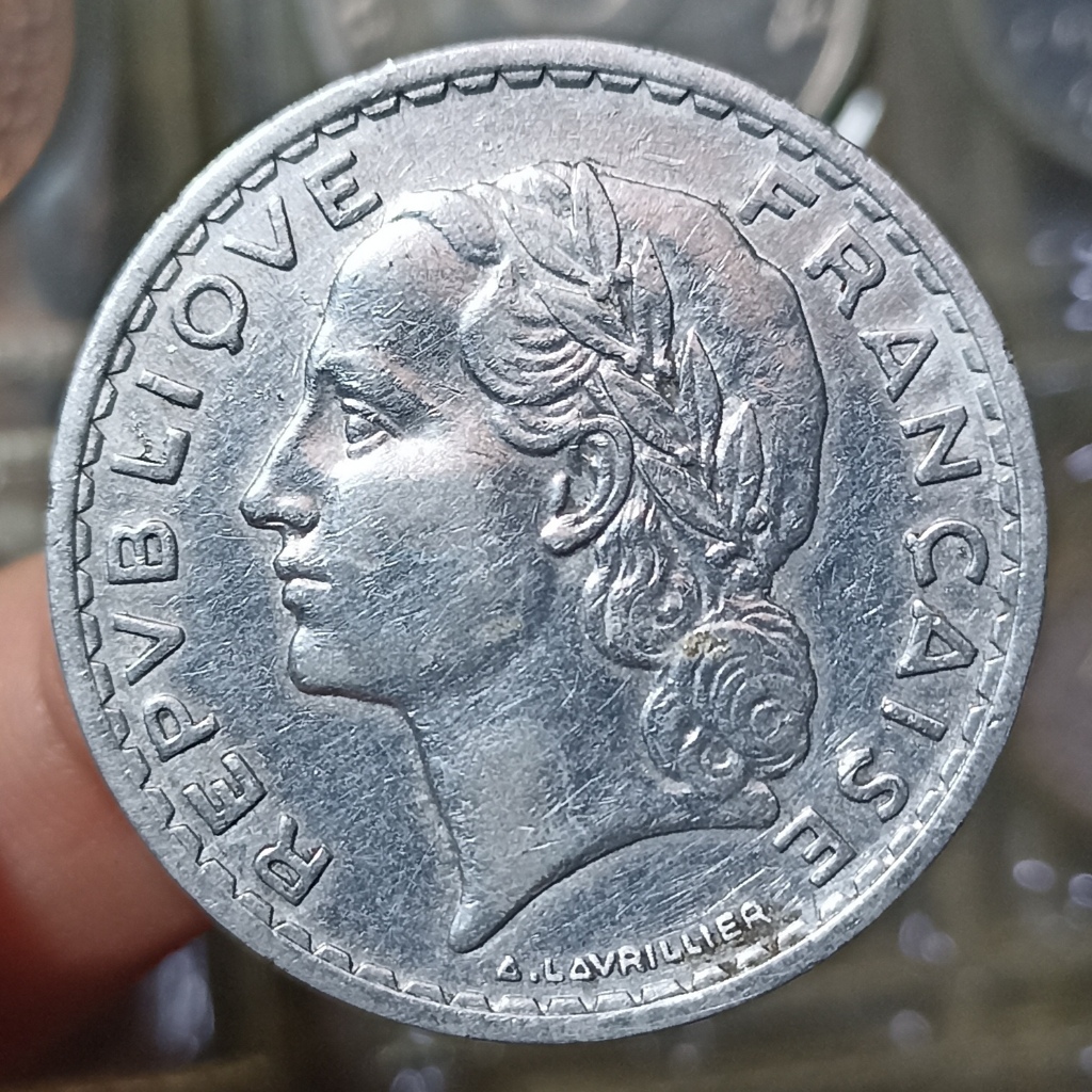 Koin Kuno France  5 Francs - A.LAVRILLIER Tahun 1950