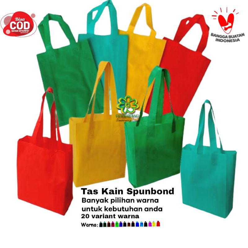 

Lusinan Goodie Bag kantong kain Spunbond Belanja Uk 20x26x8 , 25x35x10 , 30x40x10 , 38x45x12 Totebag