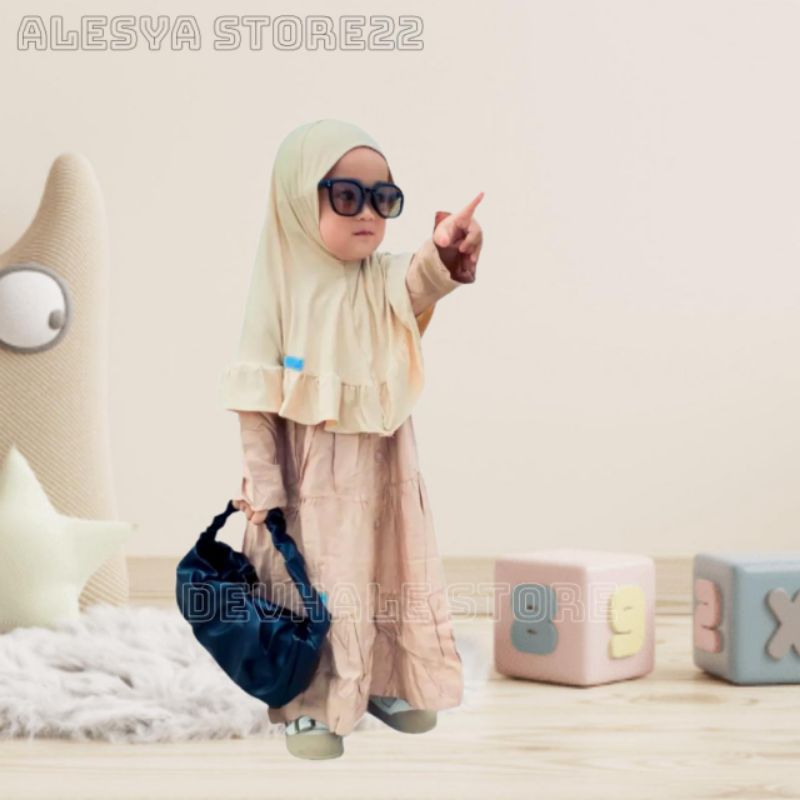 GANIS ANAK KEKINIAN DEVHALE T3 RAYON TWILL/gamis anak ples hijab/baju muslim anak perempuang terbaru