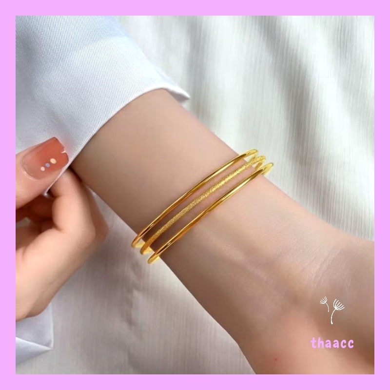 Gelang tangan titanium bangle keroncong isi 3 mix ( Gold & Silver )