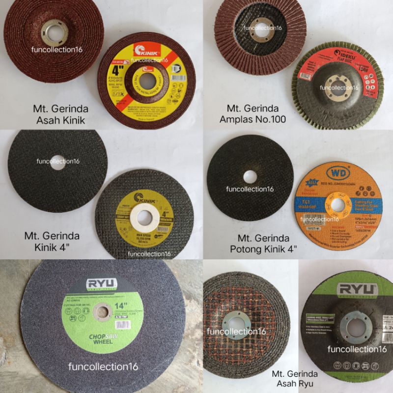 Mata Batu Gerinda Potong Amplas Asah merk WD Kinik Ryu 4inc 14inc Nomor 100