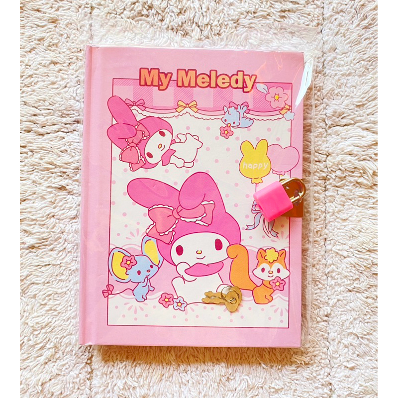 

NEW Buku Catatan Diary Gembok Kunci Hardcover Sanrio My Melody Isi Bergambar Impor