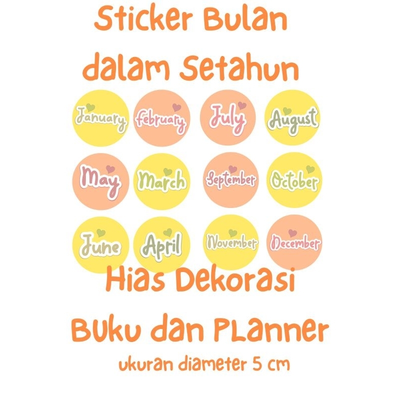 

Sticker Pack Bulan dalam Setahun Lucu Aesthetic| hiasan binder & daily planner