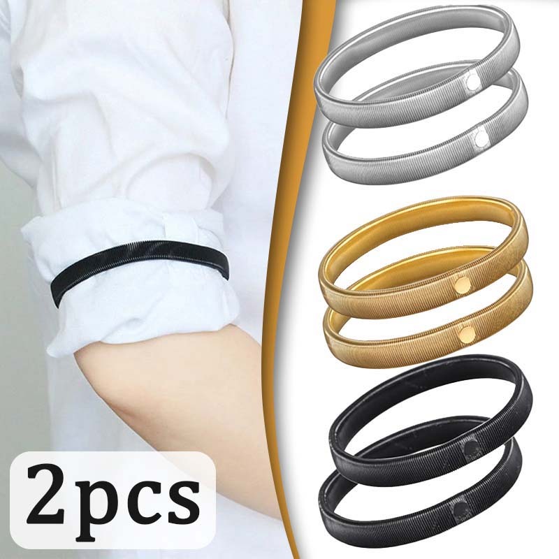 2pcs Metal  Sleeve Garter Logam Armband Bartender Handband Metal Elastis Metal Armband Stok lokal
