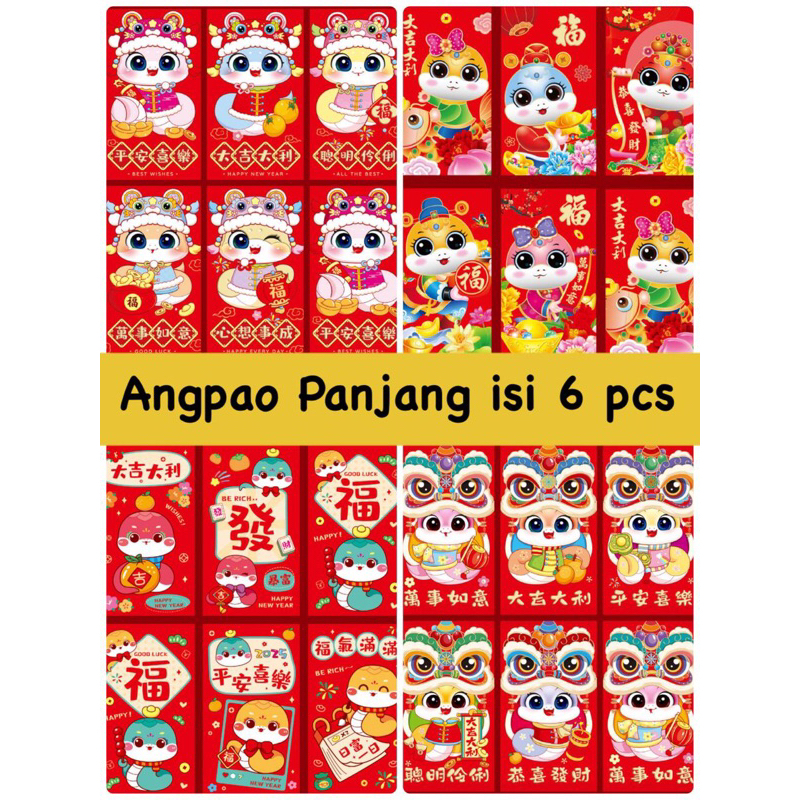 

Angpao panjang imlek 2025 tahun ULAR / hong bao merah ampao