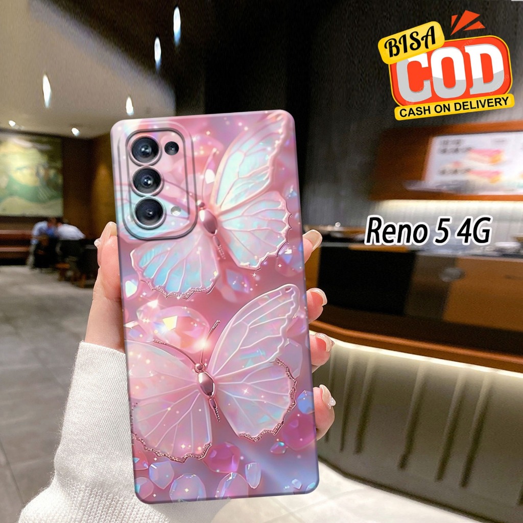 #1533 Case Hp OPPO RENO 5 - Case Motif BUTTERFLY - OPPO RENO 5 Silicon Hp - Cover Hp - Aksesoris Han