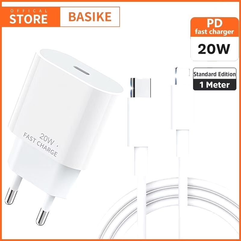 [ORIGINAL]BASIKE Charger iPhone Fast Charging 20W Adaptor + Kabel Type C to Lightning for ios
