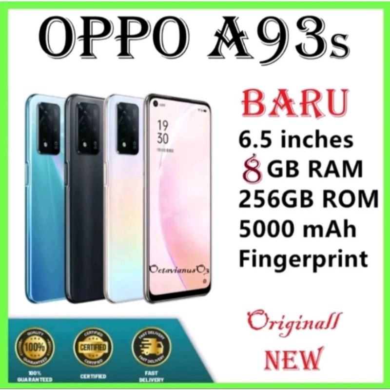 Hp OPPO A93s (5G)ORI RAM 8/256GB [5000mAh+Layar 6,5inci+Camera 48MP] BARU FULLSET GARANSI 1TAHUN