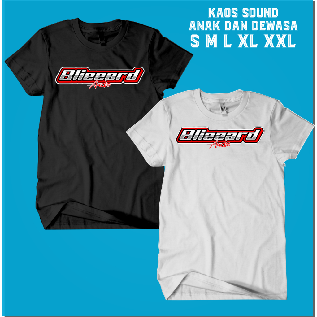 KAOS BLIZZARD AUDIO HITAM DAN BLIZZARD  HITAM DAN PUTIH DEWASA DAN ANAK